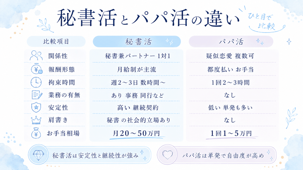 秘書活とパパ活の違い